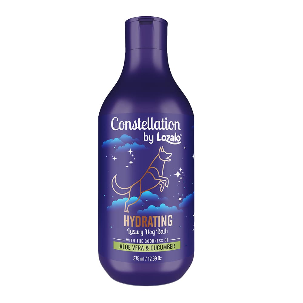 Constellation By Lozalo Hydrating Dog Shampoo, 375 ml, pH Balanced, Sulphate & Paraben Free Shampoo for Dog Breeds, with Aloe Vera & Cucumber Extract.