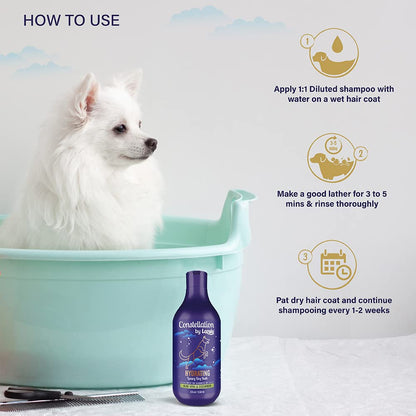 Constellation By Lozalo Hydrating Dog Shampoo, 375 ml, pH Balanced, Sulphate & Paraben Free Shampoo for Dog Breeds, with Aloe Vera & Cucumber Extract.