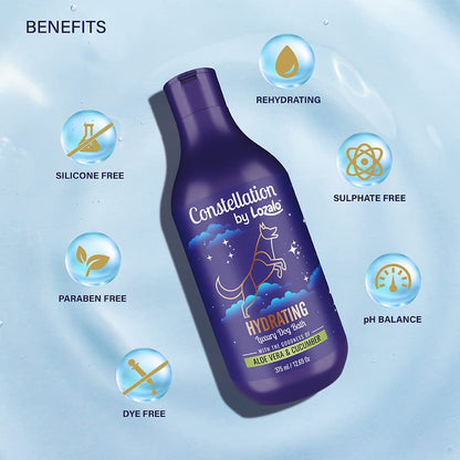 Constellation By Lozalo Hydrating Dog Shampoo, 375 ml, pH Balanced, Sulphate & Paraben Free Shampoo for Dog Breeds, with Aloe Vera & Cucumber Extract.