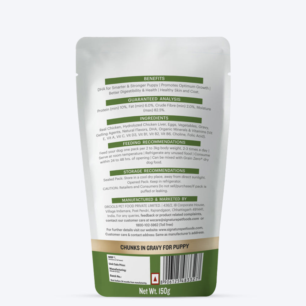 Signature Grain Zero Wet Puppy Food - Chicken Chunks In Gravy